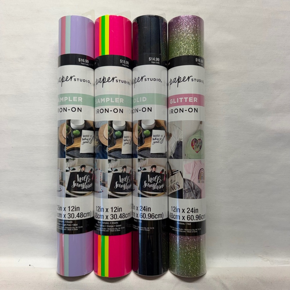 Lot of 4 The Paper Studio Iron-On Vinyl Glitter Neon Sampler HTV Craft Cricut